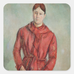 Paul Cezanne   Portrait von Madame Cezanne Quadratischer Aufkleber