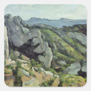 Paul Cezanne   Rocks at L'Estaque, 1879-82 Quadratischer Aufkleber