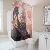 Paul Cezanne - Selbstportrait mit rosa Hintergrund Duschvorhang (Beispiel)