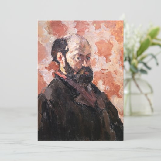 Paul Cezanne - Selbstportrait mit rosa Hintergrund Einladung (Stehend Vorderseite)