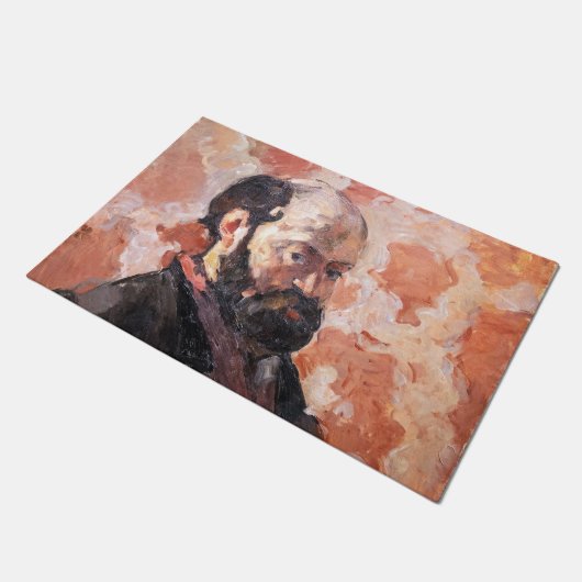 Paul Cezanne - Selbstportrait mit rosa Hintergrund Fußmatte (Schrägansicht)