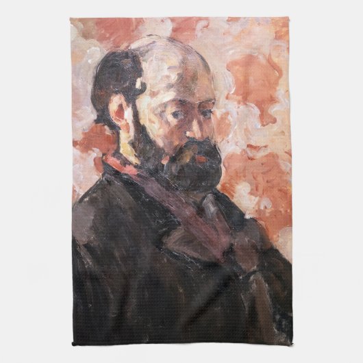Paul Cezanne - Selbstportrait mit rosa Hintergrund Geschirrtuch (Vertikal)