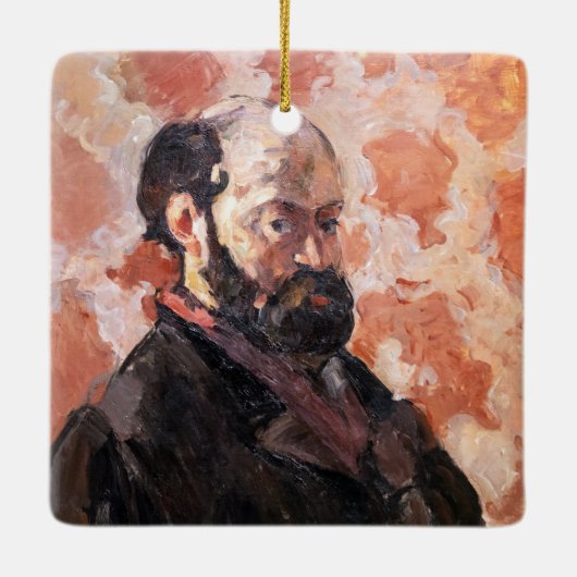 Paul Cezanne - Selbstportrait mit rosa Hintergrund Keramikornament (Rückseite)