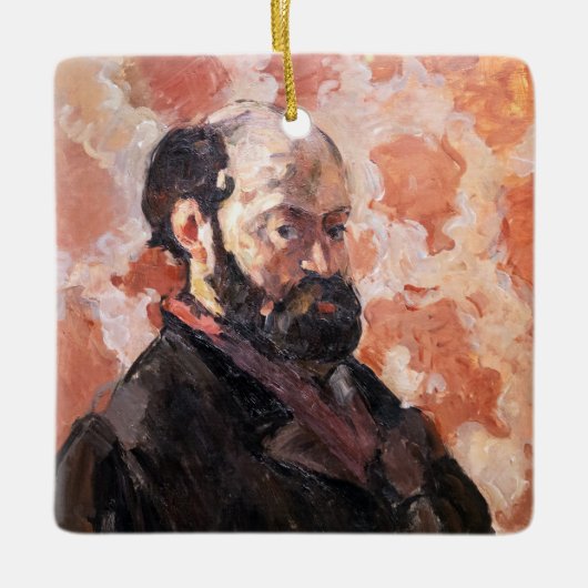 Paul Cezanne - Selbstportrait mit rosa Hintergrund Keramikornament (Vorderseite)