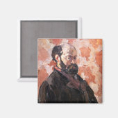 Paul Cezanne - Selbstportrait mit rosa Hintergrund Magnet (Vorderseite/Rückseite)