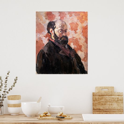 Paul Cezanne - Selbstportrait mit rosa Hintergrund Poster (Küche)