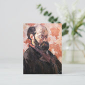 Paul Cezanne - Selbstportrait mit rosa Hintergrund Postkarte (Stehend Vorderseite)
