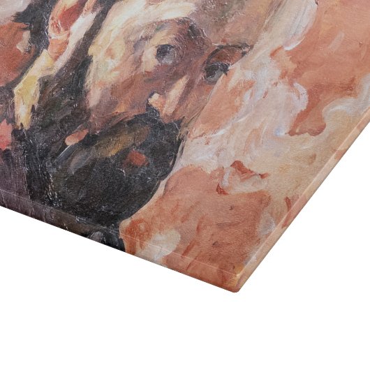 Paul Cezanne - Selbstportrait mit rosa Hintergrund Schneidebrett (Ecke)