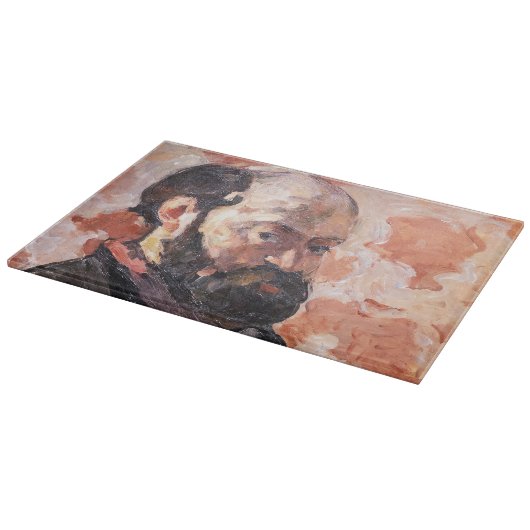 Paul Cezanne - Selbstportrait mit rosa Hintergrund Schneidebrett (Ecke)
