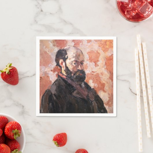 Paul Cezanne - Selbstportrait mit rosa Hintergrund Serviette (Beispiel)