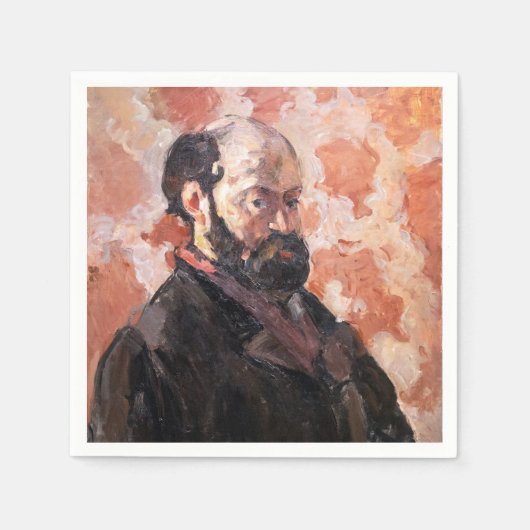 Paul Cezanne - Selbstportrait mit rosa Hintergrund Serviette (Vorderseite)