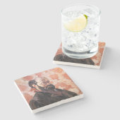 Paul Cezanne - Selbstportrait mit rosa Hintergrund Steinuntersetzer (Seitenansicht)