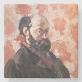 Paul Cezanne - Selbstportrait mit rosa Hintergrund Steinuntersetzer (Vorderseite)