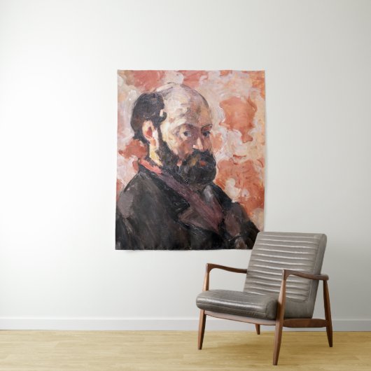 Paul Cezanne - Selbstportrait mit rosa Hintergrund Wandteppich (Beispiel)