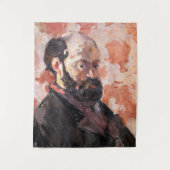 Paul Cezanne - Selbstportrait mit rosa Hintergrund Wandteppich (Vorderseite)
