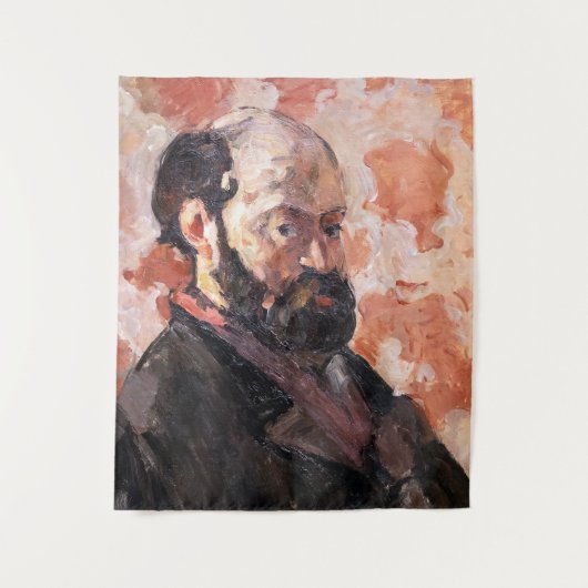 Paul Cezanne - Selbstportrait mit rosa Hintergrund Wandteppich (Vorderseite)