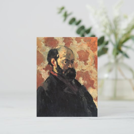 Paul Cezanne - Selbstportrait, rosa Hintergrund Postkarte (Stehend Vorderseite)
