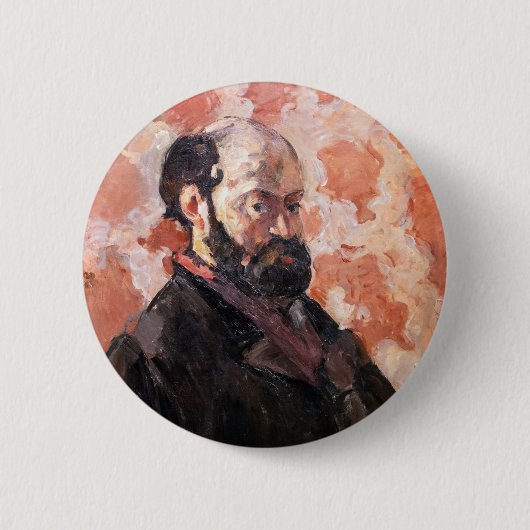 Paul Cezanne - Selbstporträt mit rosa Hintergrund Button (Vorderseite)