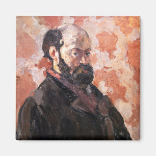 Paul Cezanne - Selbstporträt mit rosa Hintergrund Magnet