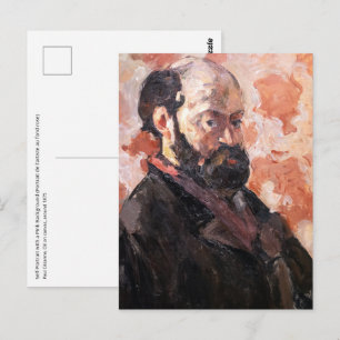Paul Cezanne - Selbstporträt mit rosa Hintergrund Postkarte