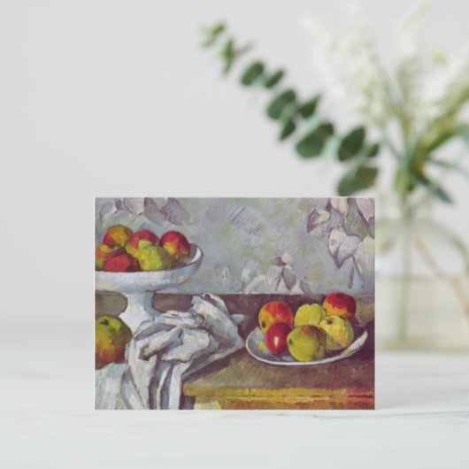 Paul Cezanne-Still-Leben mit Äpfeln und Obstschale Postkarte (Stehend Vorderseite)