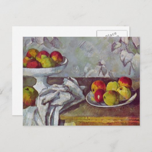 Paul Cezanne-Still-Leben mit Äpfeln und Obstschale Postkarte (Vorne/Hinten)