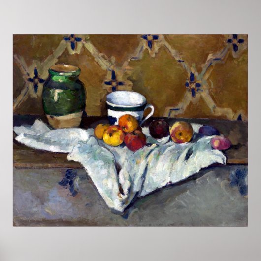 Paul Cezanne Still Life mit Jar, Cup und Äpfeln Poster (Vorne)