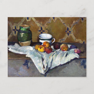 Paul Cezanne Still Life mit Jar, Cup und Äpfeln Postkarte