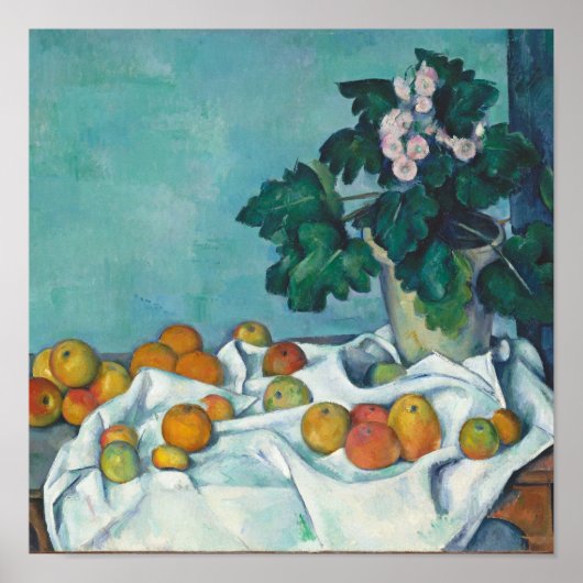 Paul Cézanne Still Life with Apples and Primroses Poster (Vorne)