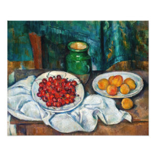 Paul Cezanne - Stilleben mit Kirschen und Pfirsich Fotodruck