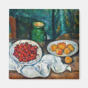 Paul Cezanne - Stilleben mit Kirschen und Pfirsich Magnet