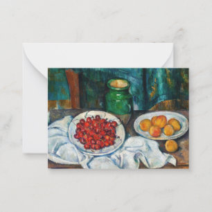 Paul Cezanne - Stilleben mit Kirschen und Pfirsich Mitteilungskarte