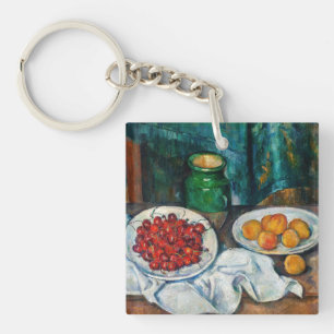Paul Cezanne - Stilleben mit Kirschen und Pfirsich Schlüsselanhänger