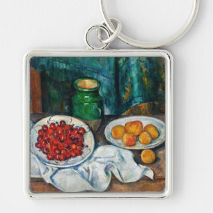 Paul Cezanne - Stilleben mit Kirschen und Pfirsich Schlüsselanhänger