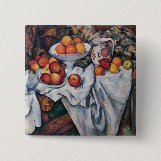 Paul Cezanne - Stillleben, Äpfel und Orange Button (Vorderseite)