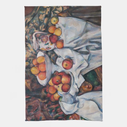 Paul Cezanne - Stillleben, Äpfel und Orange Geschirrtuch (Vertikal)
