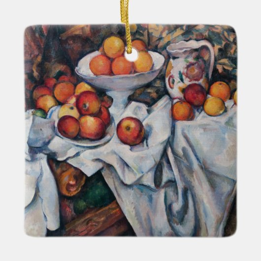 Paul Cezanne - Stillleben, Äpfel und Orange Keramikornament (Vorderseite)