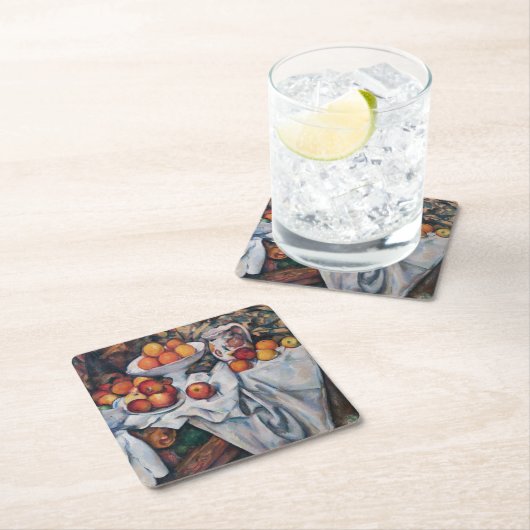 Paul Cezanne - Stillleben, Äpfel und Orange Rechteckiger Pappuntersetzer (Vor Ort)