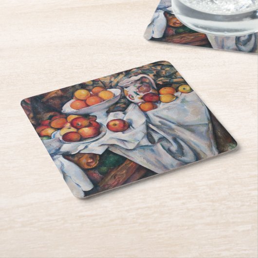 Paul Cezanne - Stillleben, Äpfel und Orange Rechteckiger Pappuntersetzer (angewinkelt)