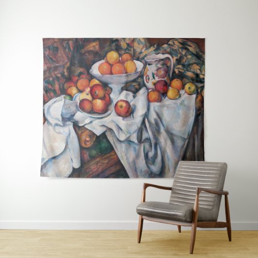 Paul Cezanne - Stillleben, Äpfel und Orange Wandteppich (Beispiel (Horizontal))