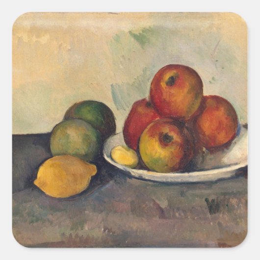 Paul Cezanne | Stillleben mit Äpfeln, c.1890 Quadratischer Aufkleber (Vorderseite)