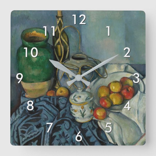 Paul Cezanne - Stillleben mit Äpfeln Quadratische Wanduhr (Vorderseite)