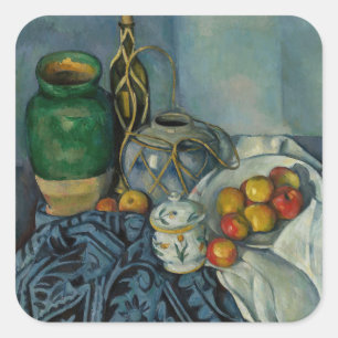 Paul Cezanne - Stillleben mit Äpfeln Quadratischer Aufkleber