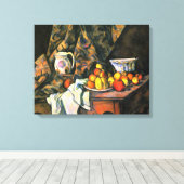 Paul Cezanne - Stillleben mit Äpfeln und Pfirsiche Leinwanddruck (Insitu (Holzboden))