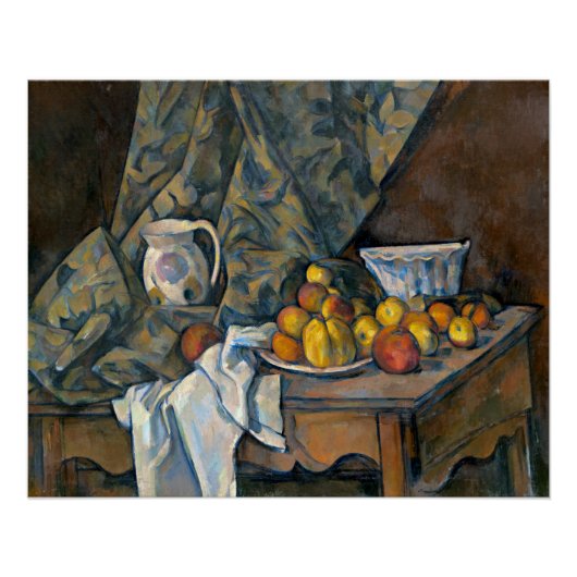 Paul Cezanne | Stillleben mit Äpfeln und Pfirsiche Poster (Vorderseite)