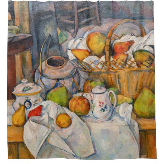 Paul Cezanne - Stillleben mit Basket Duschvorhang (Vorderseite)