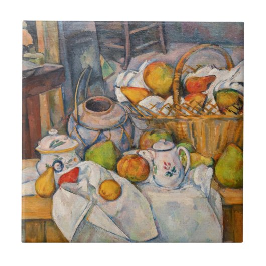 Paul Cezanne - Stillleben mit Basket Fliese (Vorderseite)