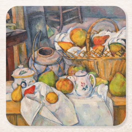 Paul Cezanne - Stillleben mit Basket Rechteckiger Pappuntersetzer (Vorderseite)