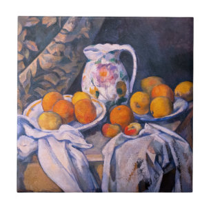 Paul Cezanne - Stillleben mit einem Vorhang Fliese
