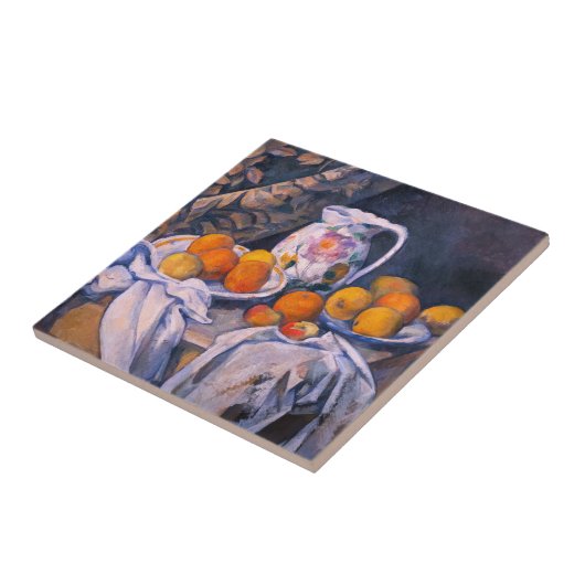 Paul Cezanne - Stillleben mit einem Vorhang Fliese (Seite)